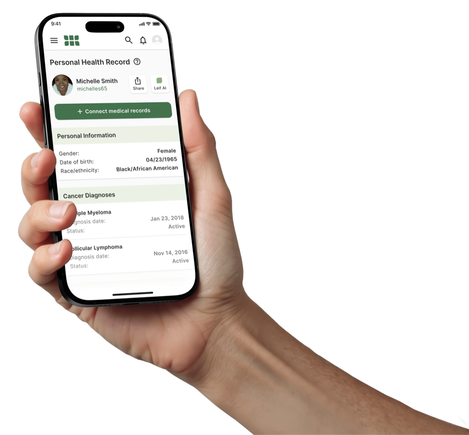 HealthTree Personal Health Record on a phone